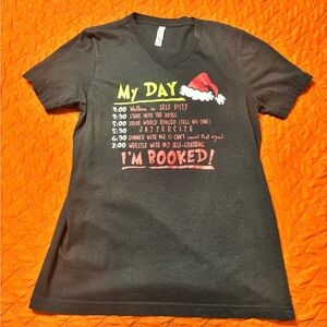 Bella Canvas Black Holiday Tee with Santa Hat Graphic